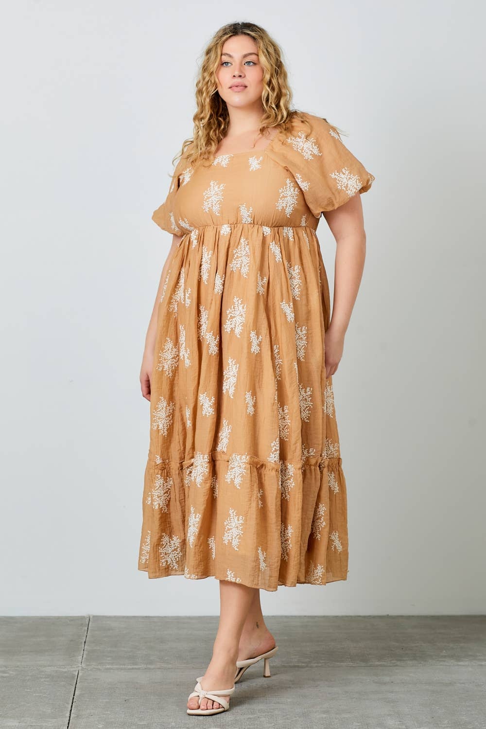 Isabella Embroidered Maxi Dress - Caramel