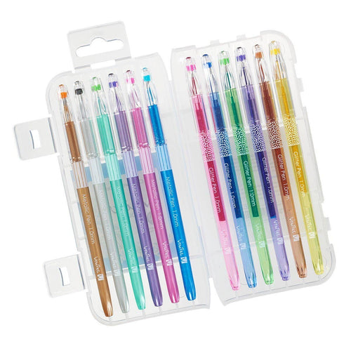 12-Piece Metallic & Glitter Gel Pen Set