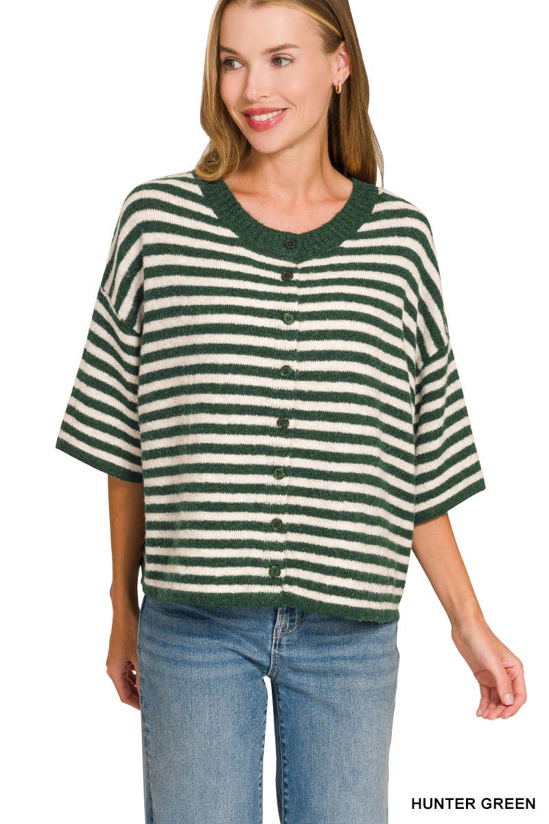 Striped Wool-Blend Cardigan