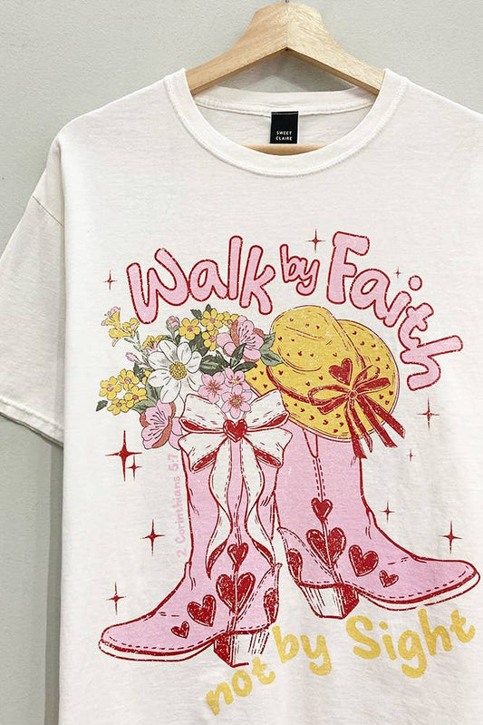 Walk by Faith Oversized Graphic Tee