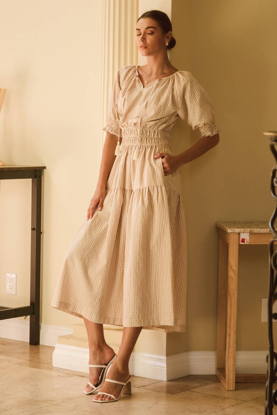 Brigitte Gingham Midi Dress