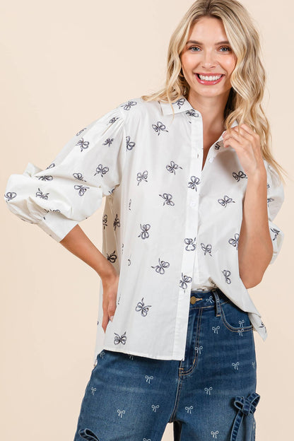 Coquette Bow Print Blouse