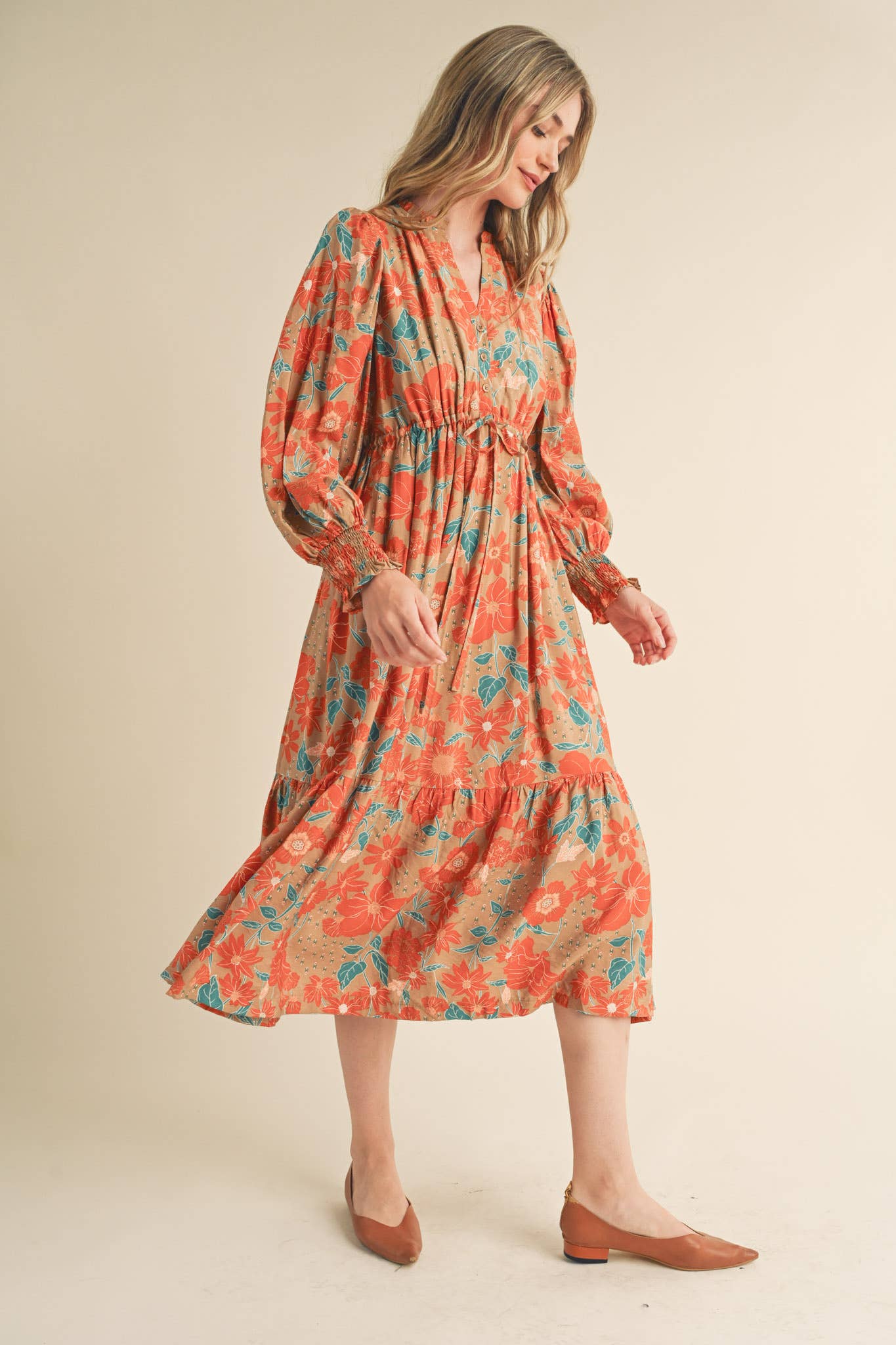 Autumn Paisley Midi Dress