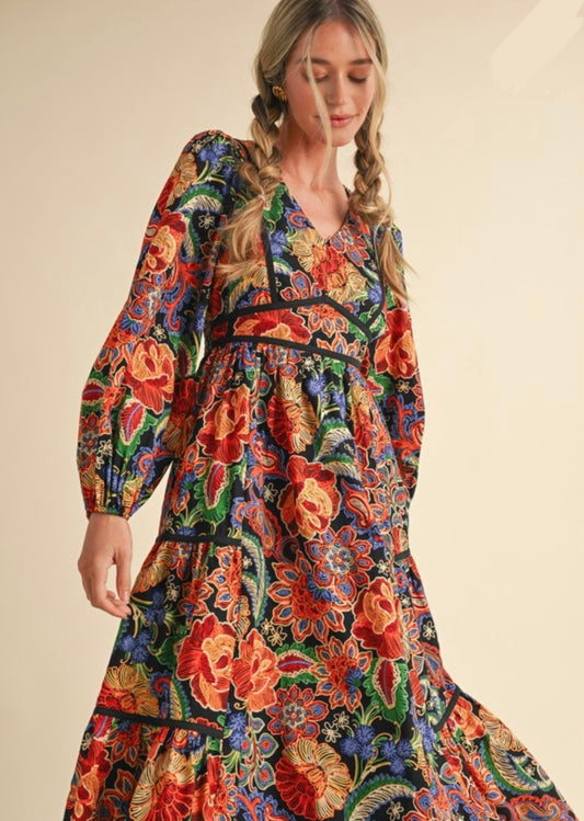 Rosalina Puff Sleeve Midi Dress