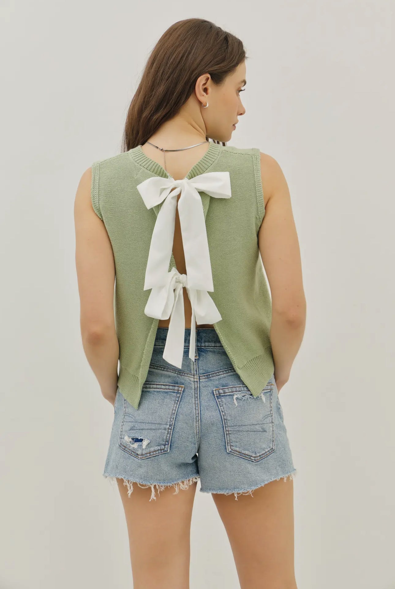 Ribbon Back Sweater Vest