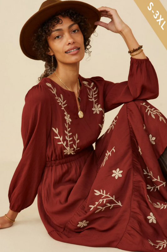 3X - Desiree Floral Embroidered Dress