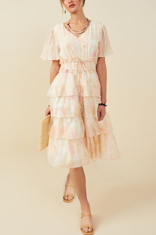Haze Watercolor Tiered Dress