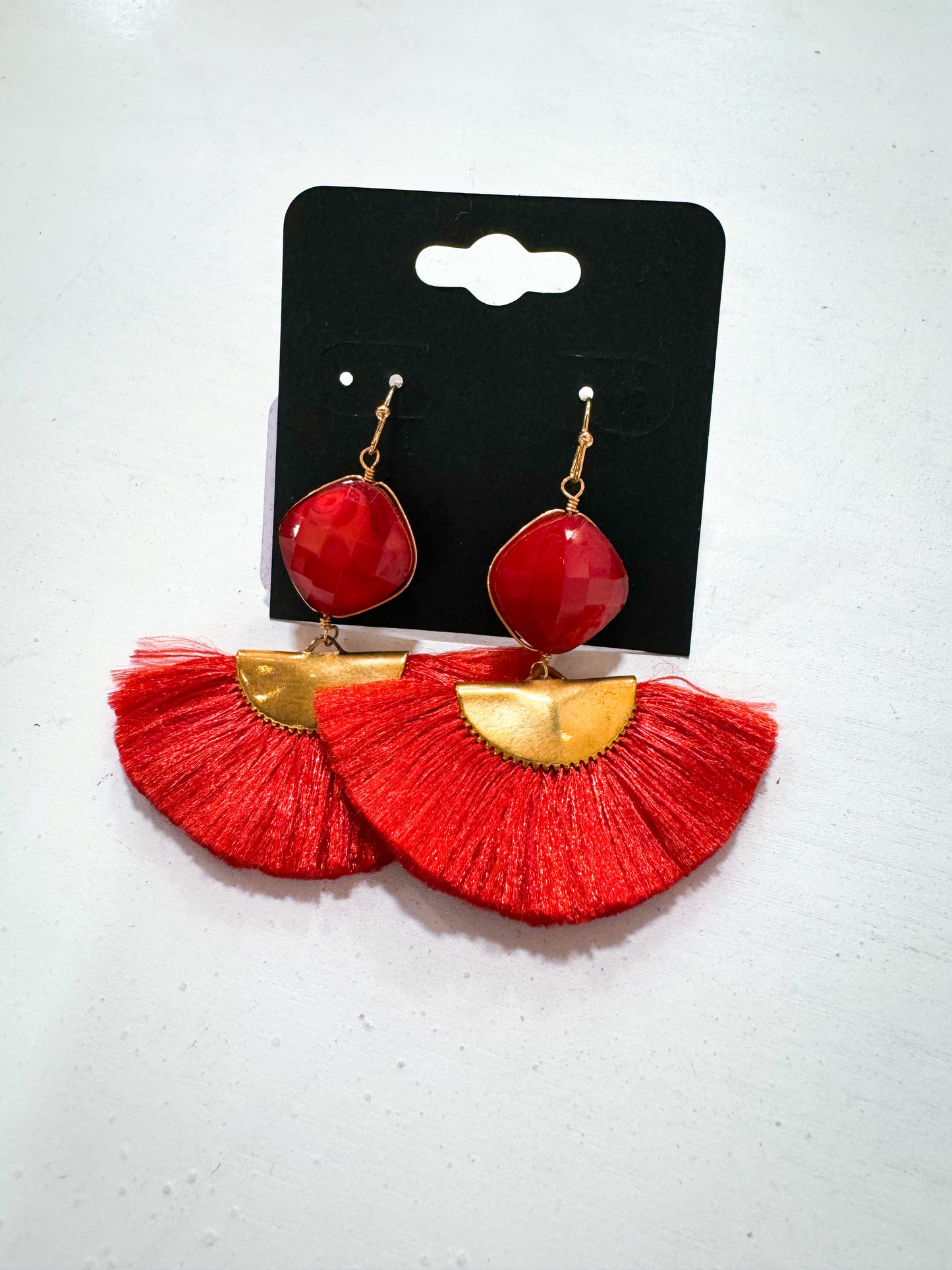 Ruby Red Tassle Earrings