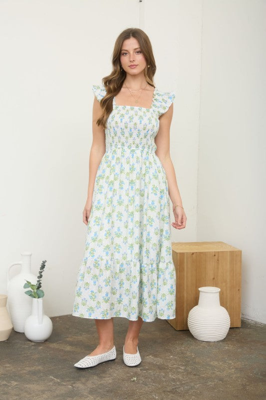 Flower Tiles Midi Dress