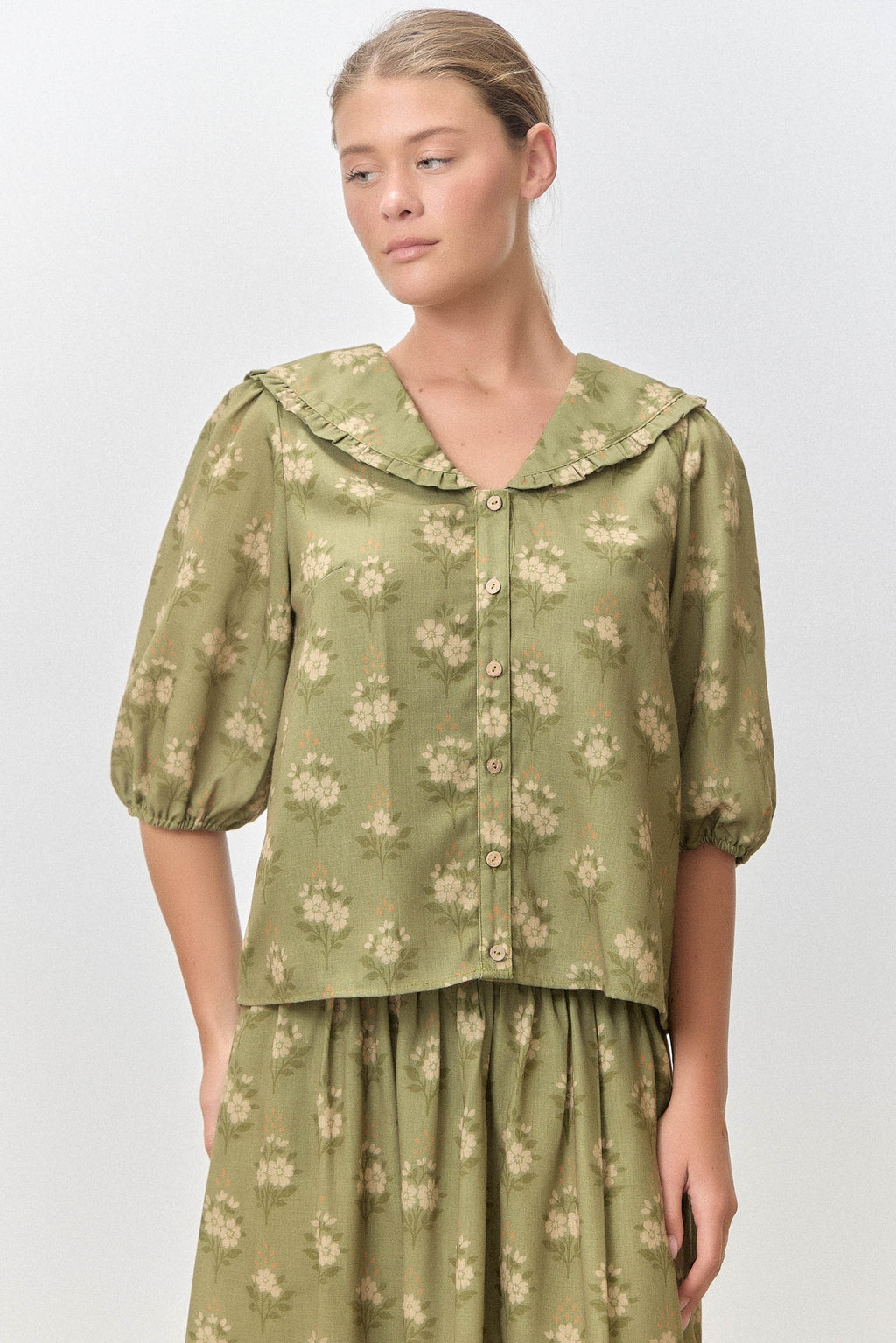 Emilia Floral Collared Top - Matching Blouse