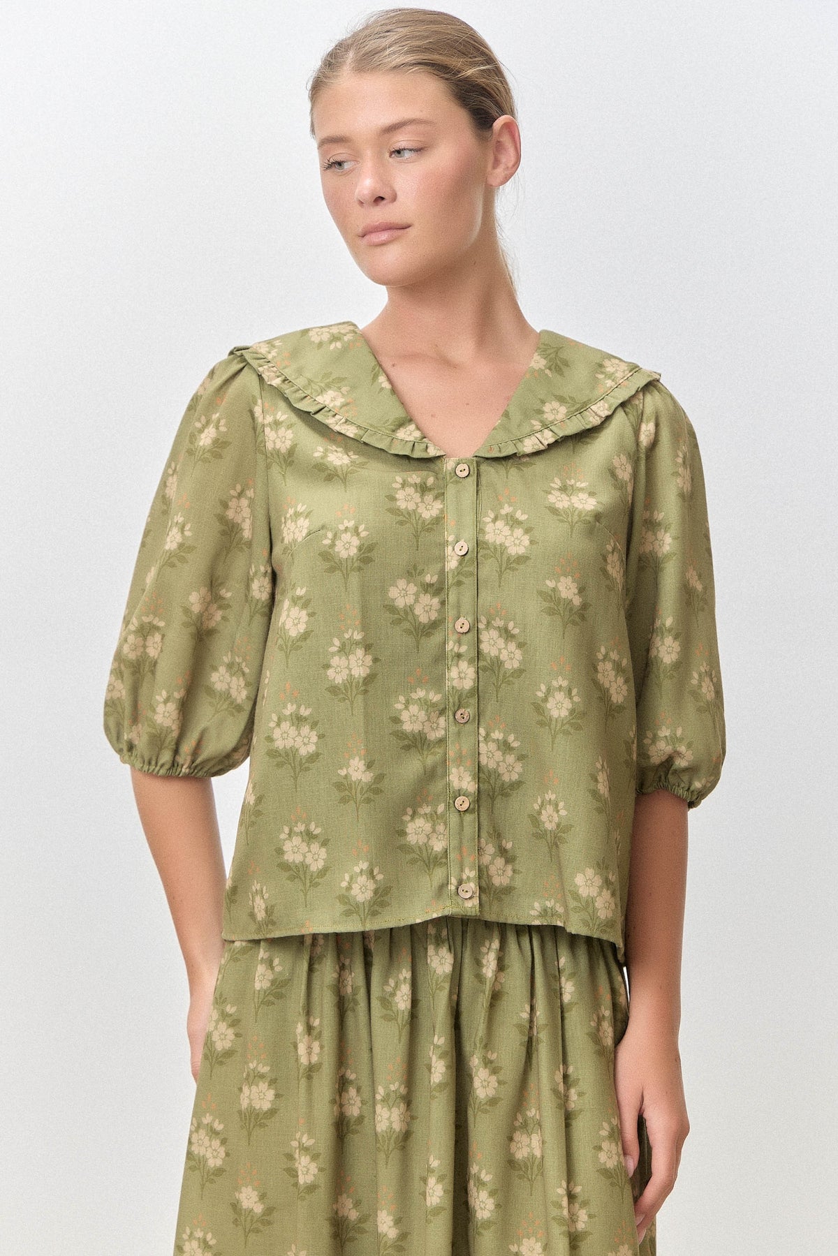Emilia Floral Collared Top - Matching Blouse