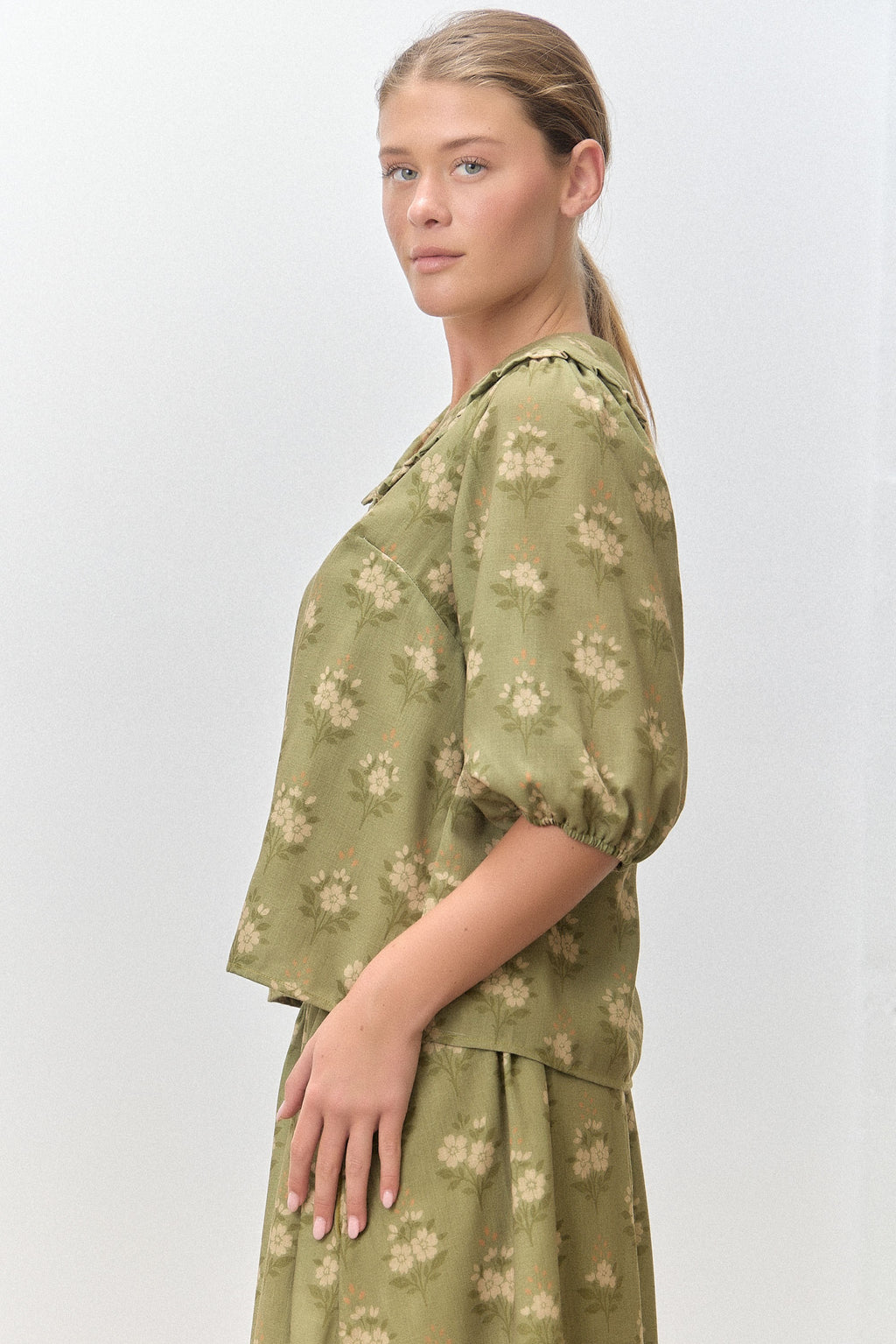 Emilia Floral Collared Top - Matching Blouse