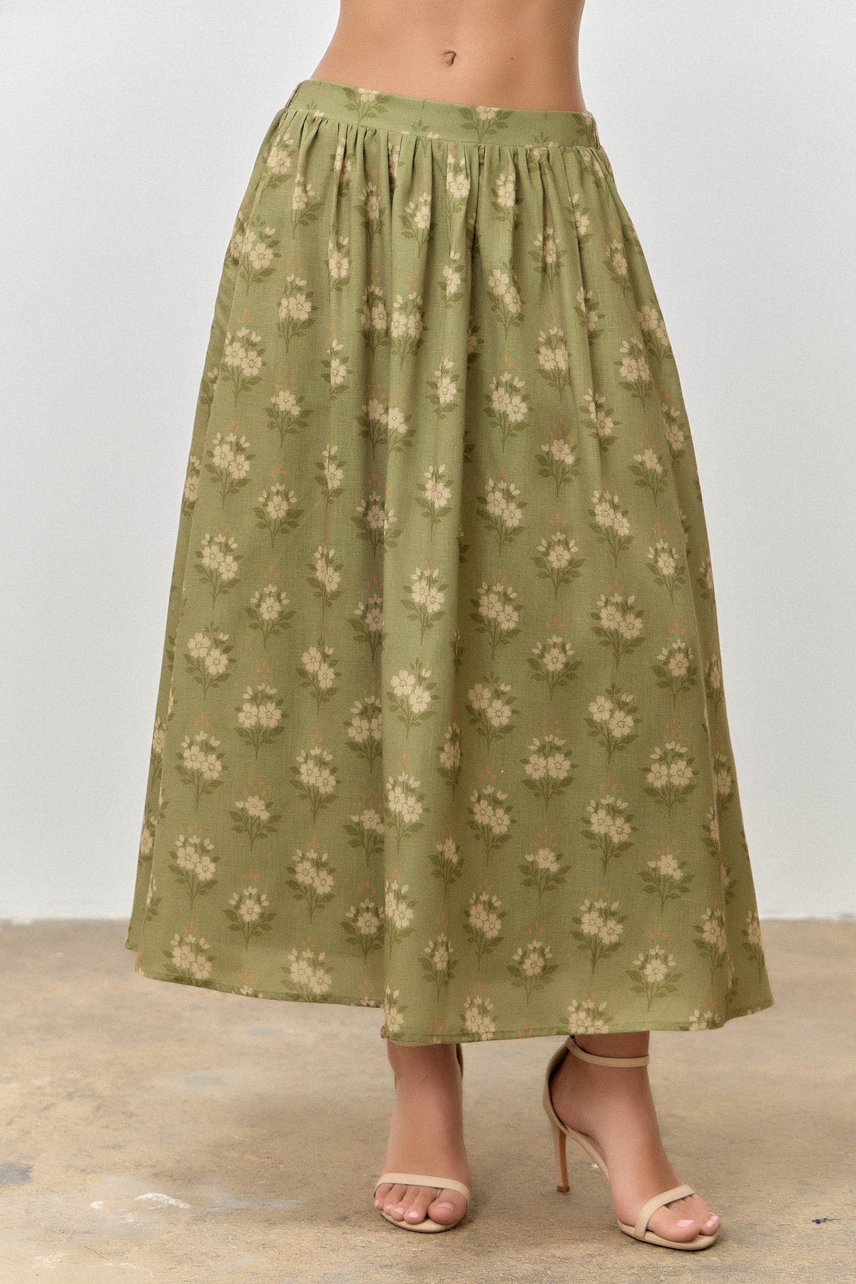 Emilia Floral Print Midi Skirt