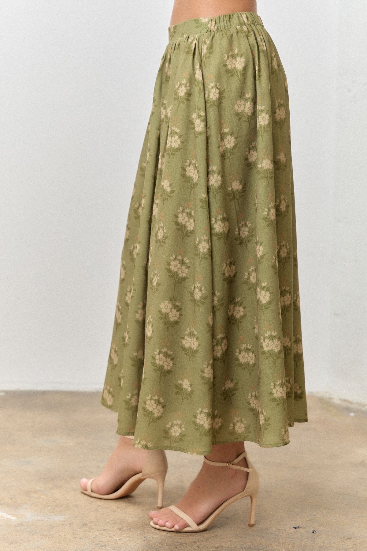 Emilia Floral Print Midi Skirt