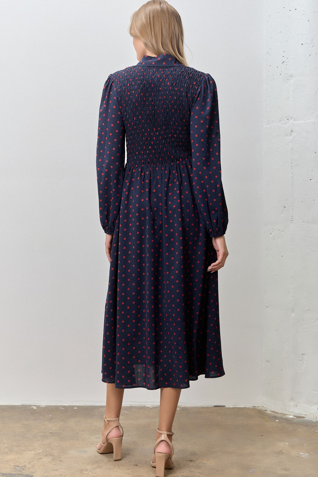 Eliana Polka Dot Smocked Bodice Dress