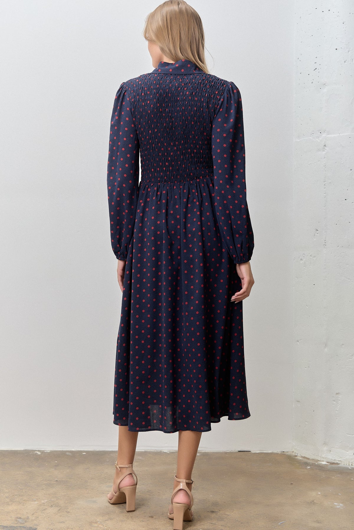 Eliana Polka Dot Smocked Bodice Dress