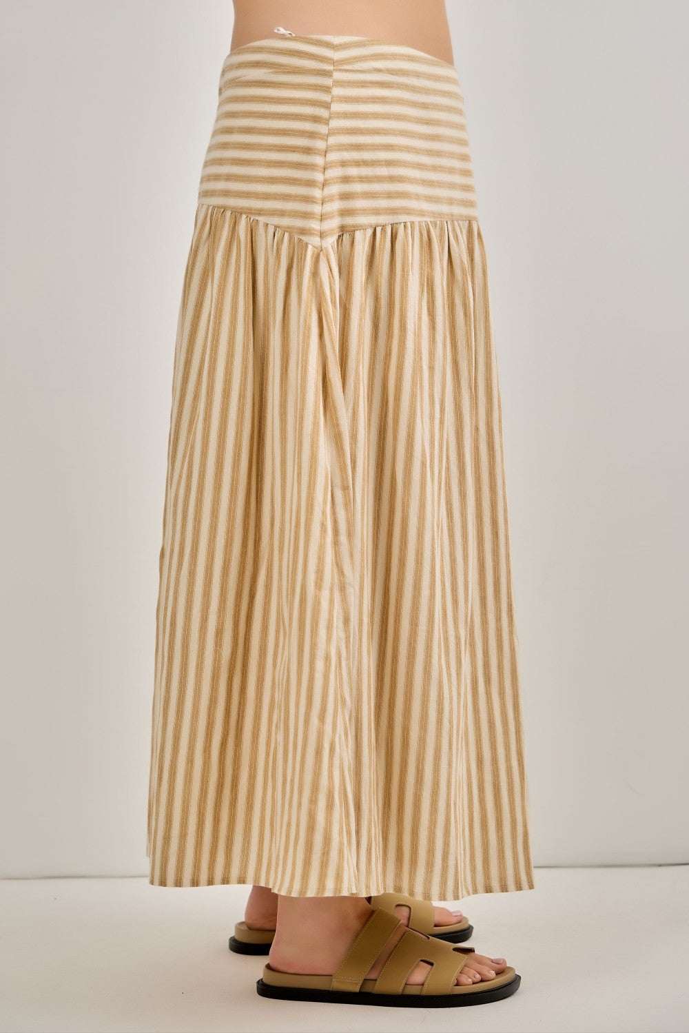 Lydia Striped Cotton Midi Skirt
