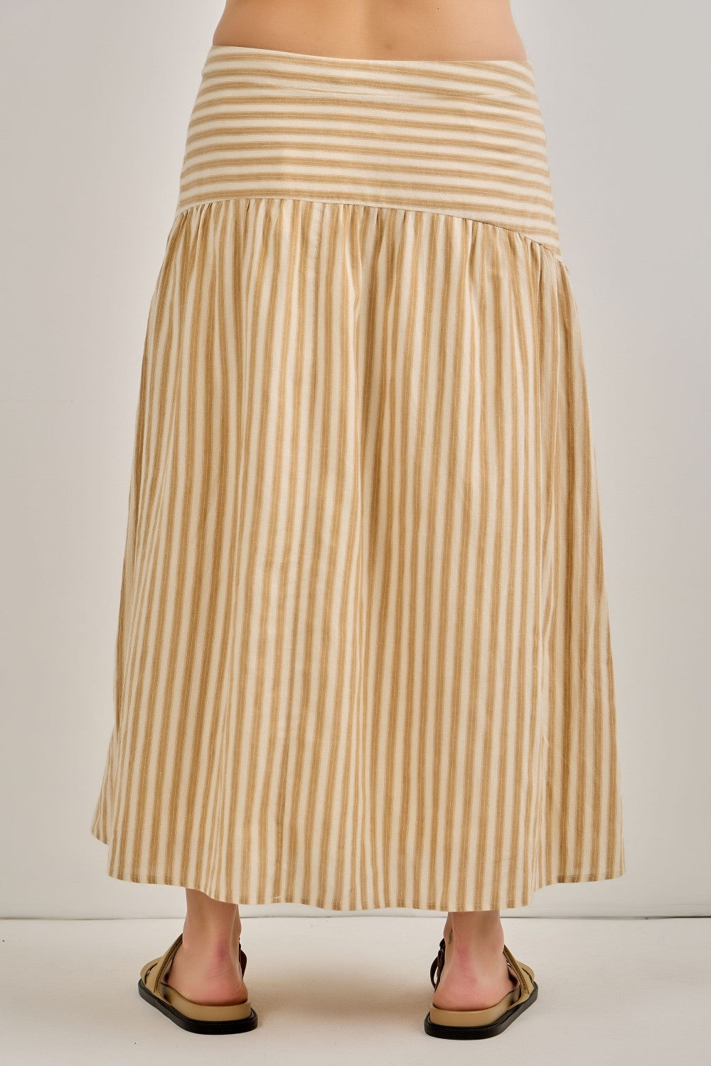 Lydia Striped Cotton Midi Skirt