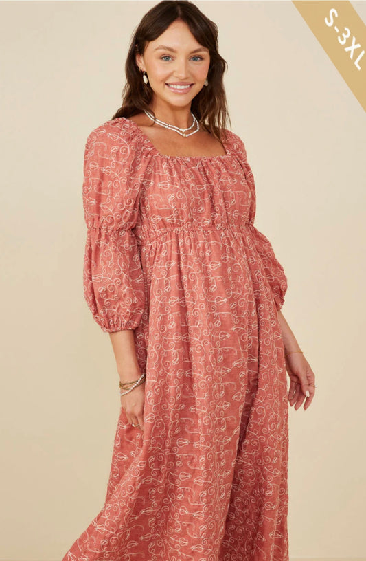 Emma Botanical Embroidered Dress