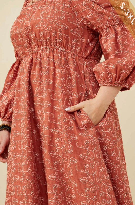 Emma Botanical Embroidered Dress