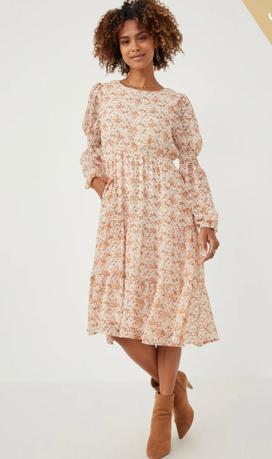 Eleanor Smocked Sleeve Midi Dress