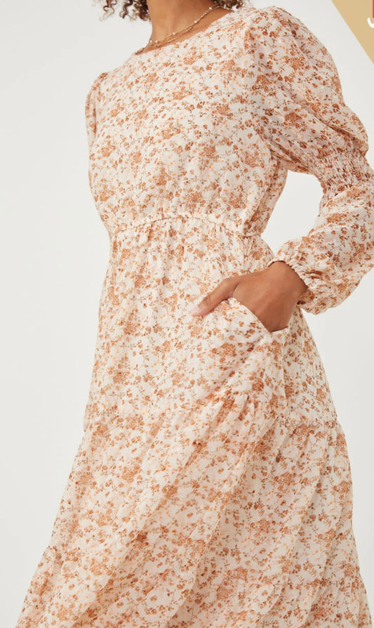 Eleanor Smocked Sleeve Midi Dress