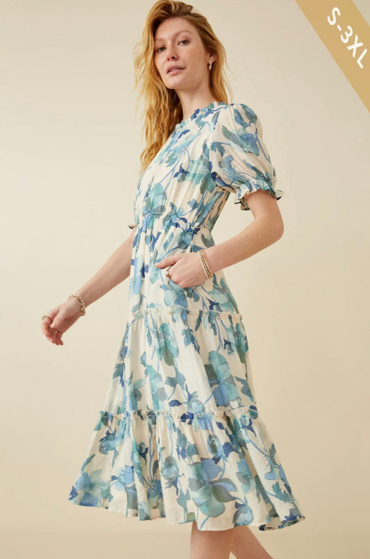 Cecilia Ruffle Neck Floral Dress