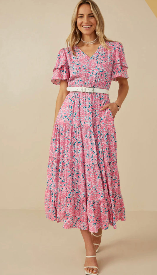 Willa Floral Layered Sleeve Dress