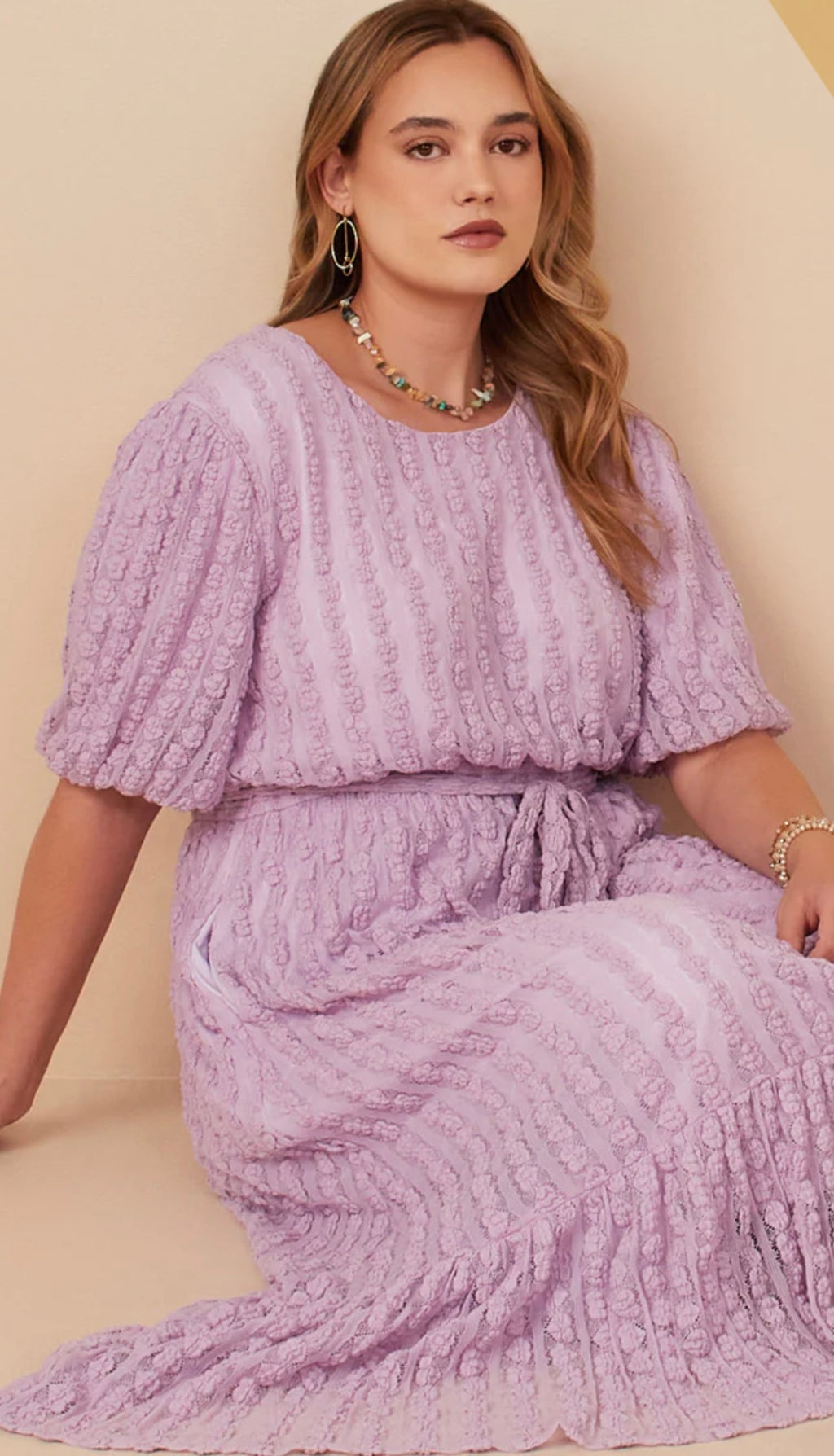 Candice Popcorn Textured Belted Dress