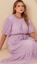 Candice Popcorn Textured Belted Dress