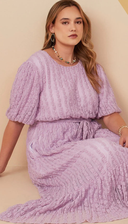 Candice Popcorn Textured Belted Dress