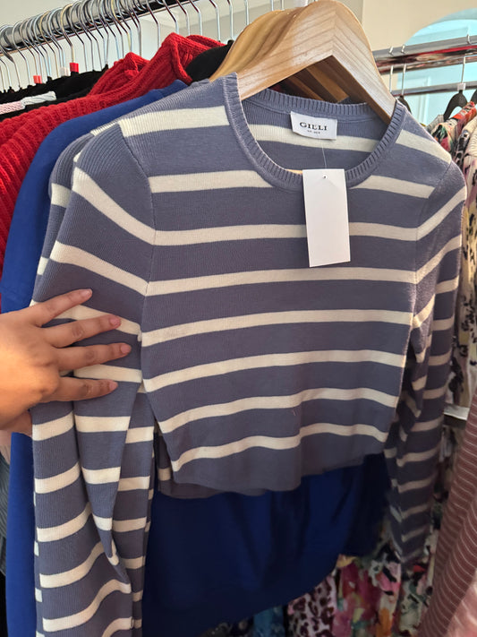 Striped Long Sleeve Crop Top