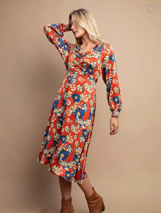 Dana Floral Printed Midi Dress