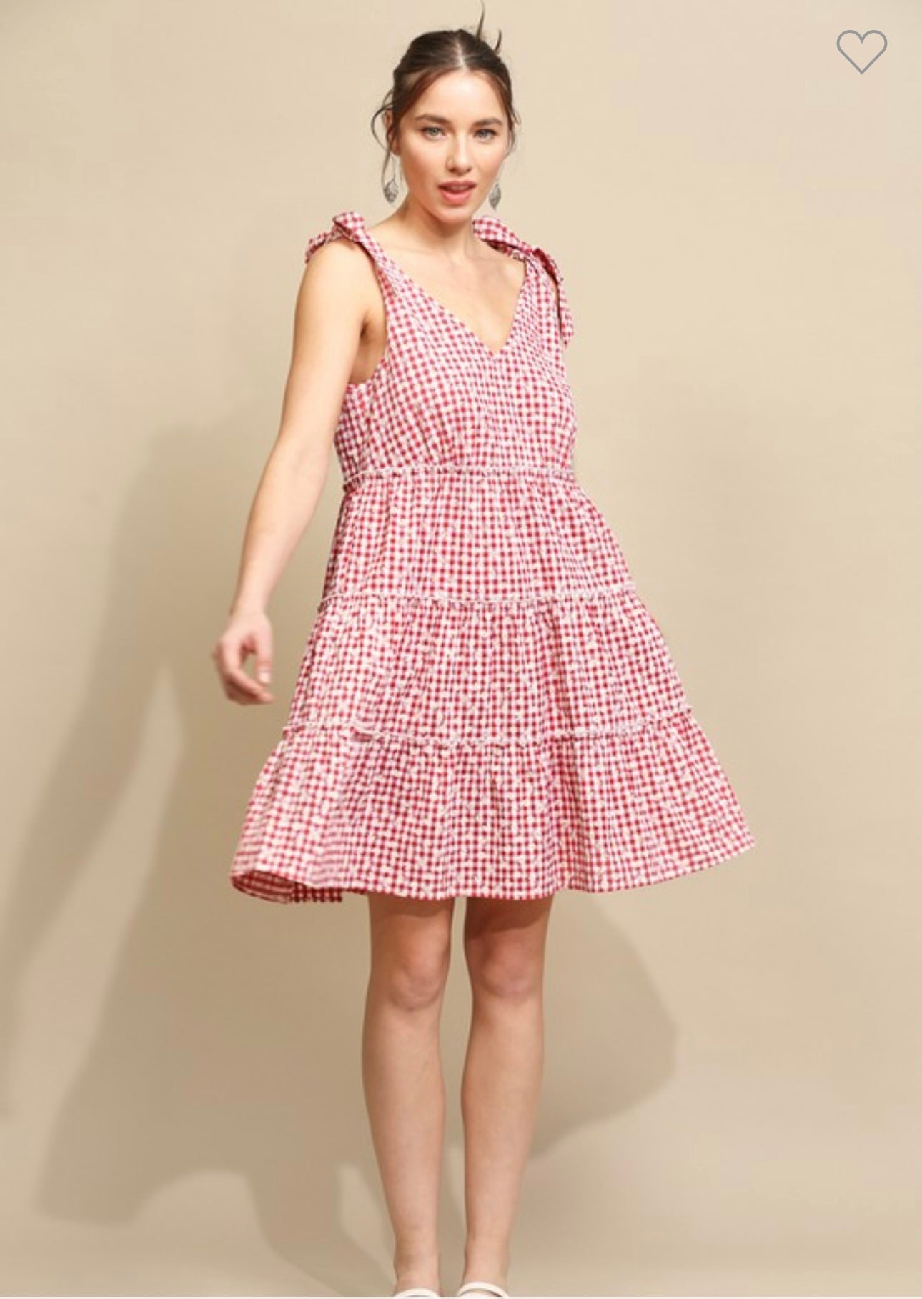 Mara Gingham Floral Tiered Dress