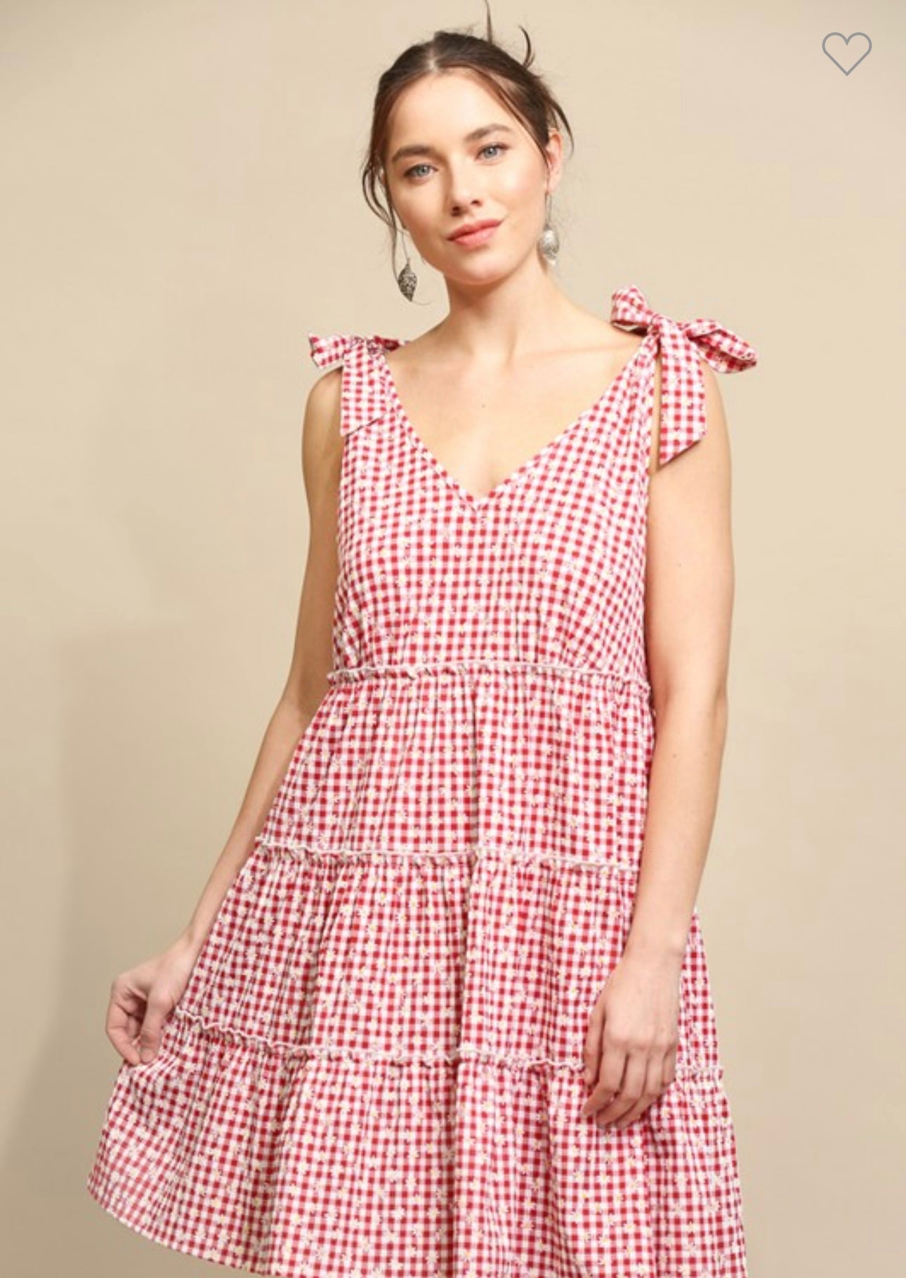 Mara Gingham Floral Tiered Dress