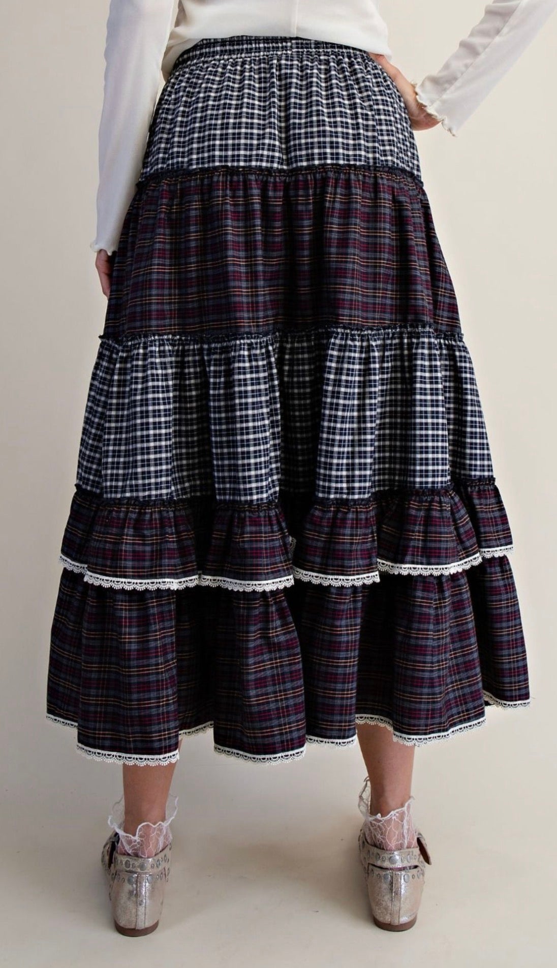 LeeAnn Mixed Tiered Maxi Skirt
