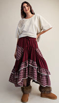 LeeAnn Mixed Tiered Maxi Skirt