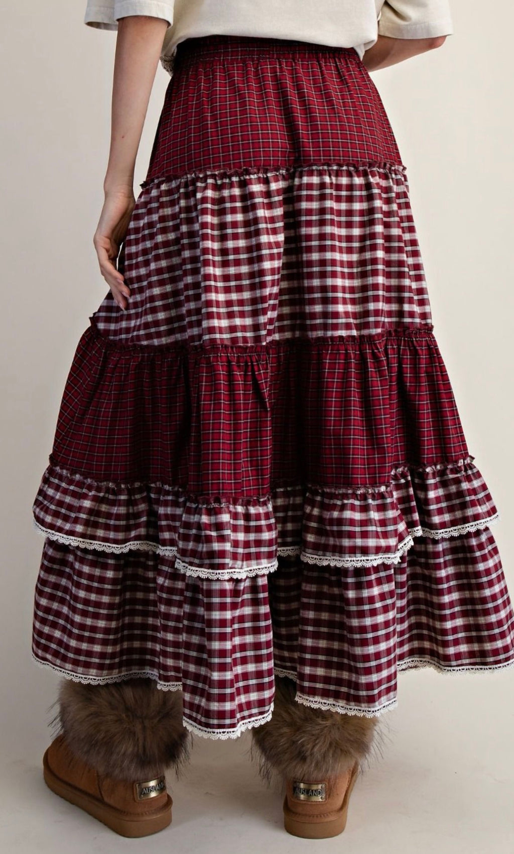 LeeAnn Mixed Tiered Maxi Skirt