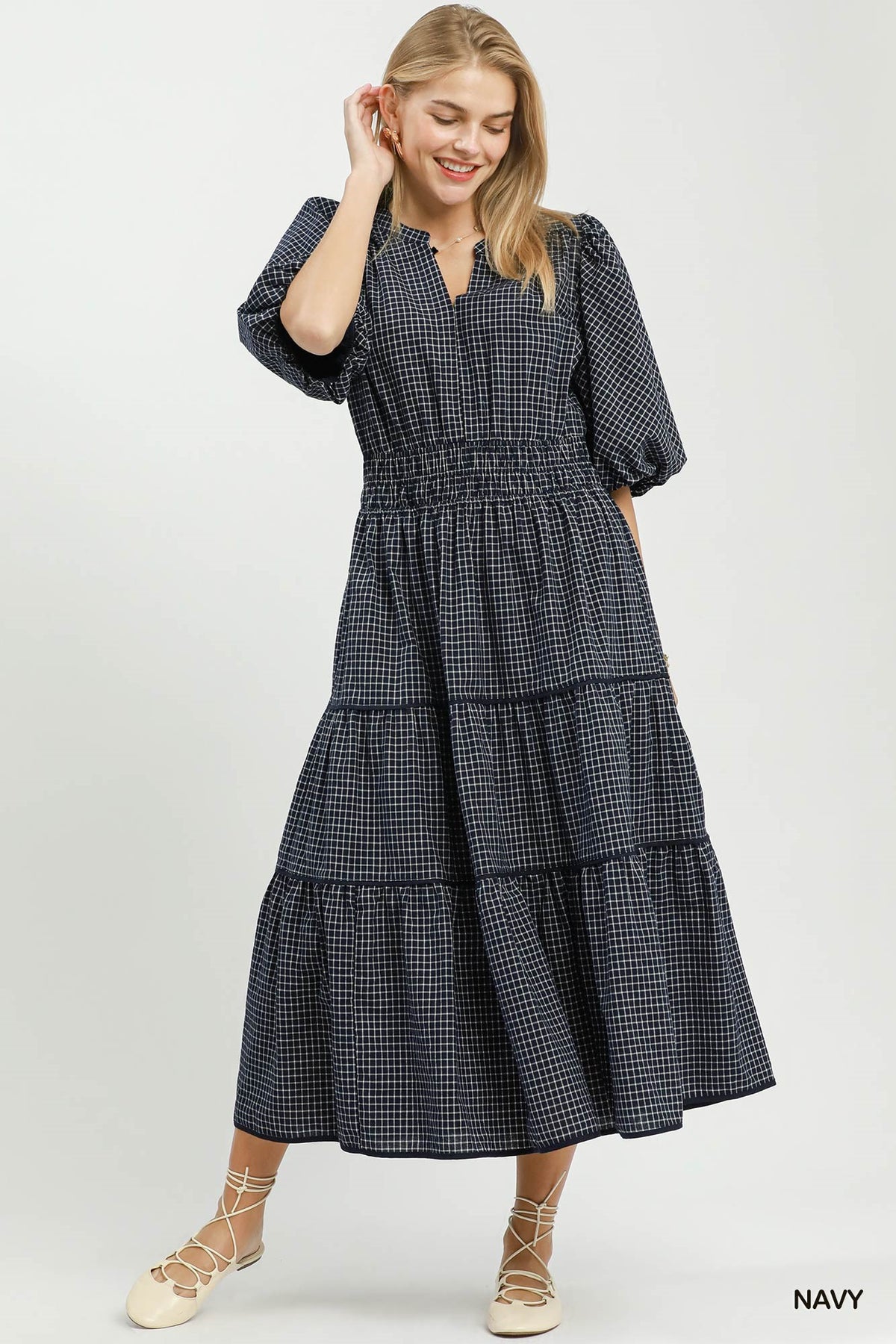 Joanna Smocked Waist Tiered Midi Dress