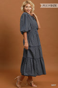 Joanna Smocked Waist Tiered Midi Dress