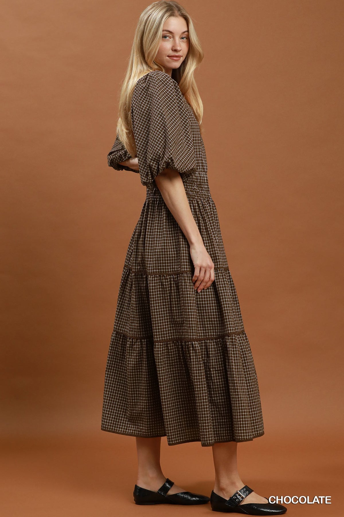 Joanna Smocked Waist Tiered Midi Dress