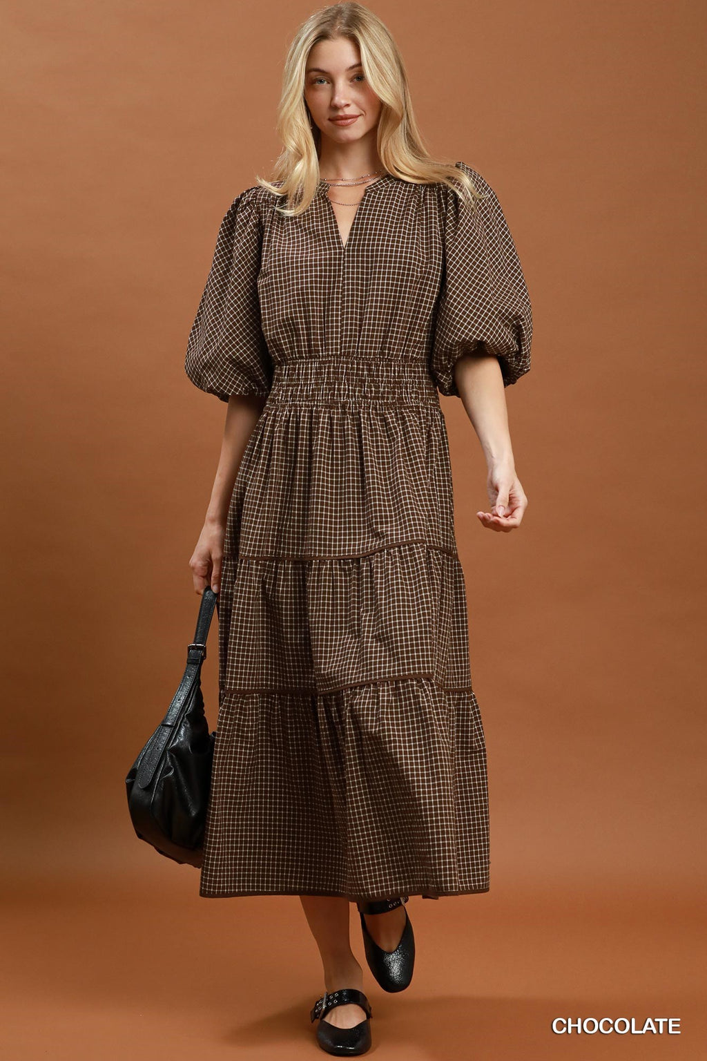Joanna Smocked Waist Tiered Midi Dress