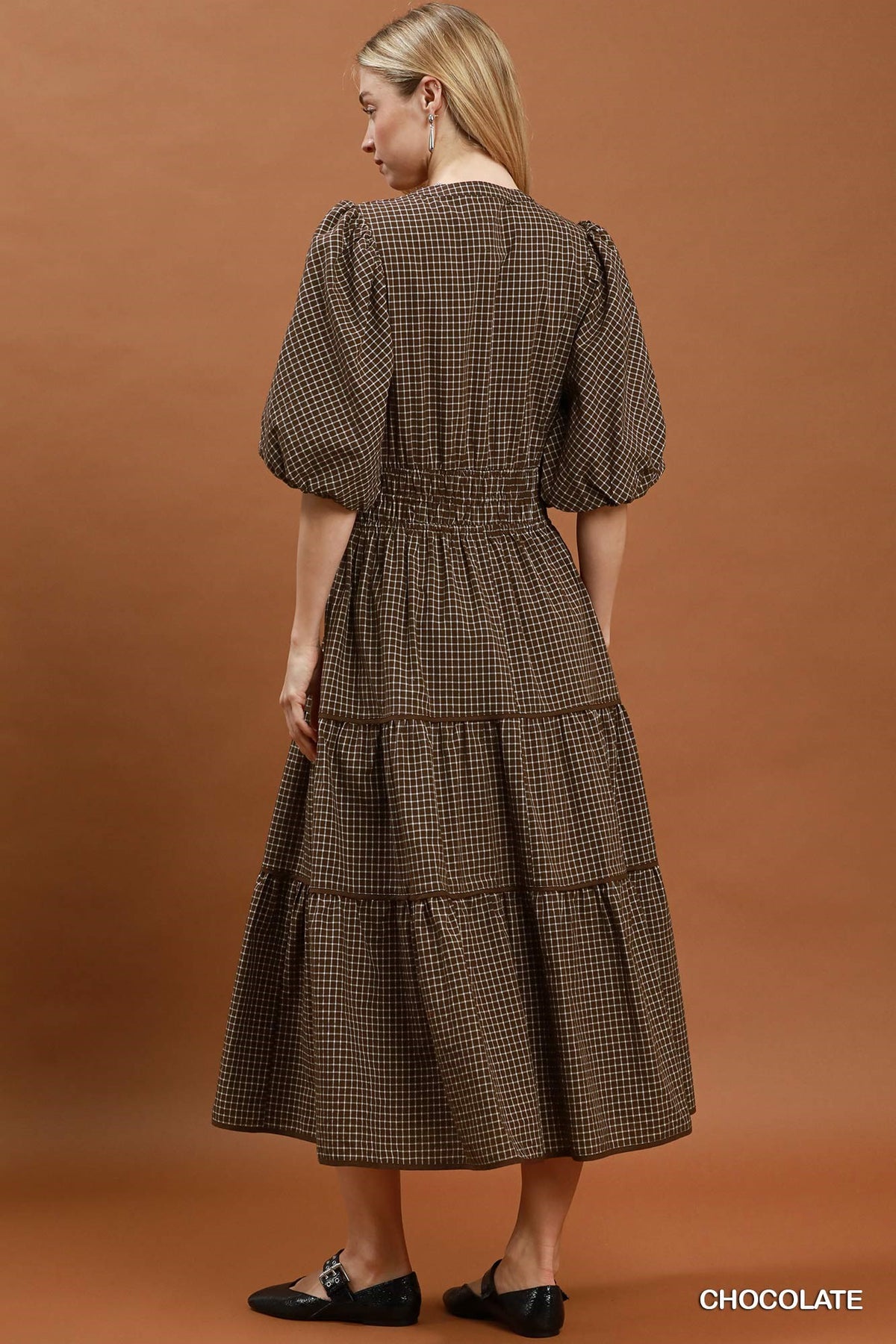 Joanna Smocked Waist Tiered Midi Dress