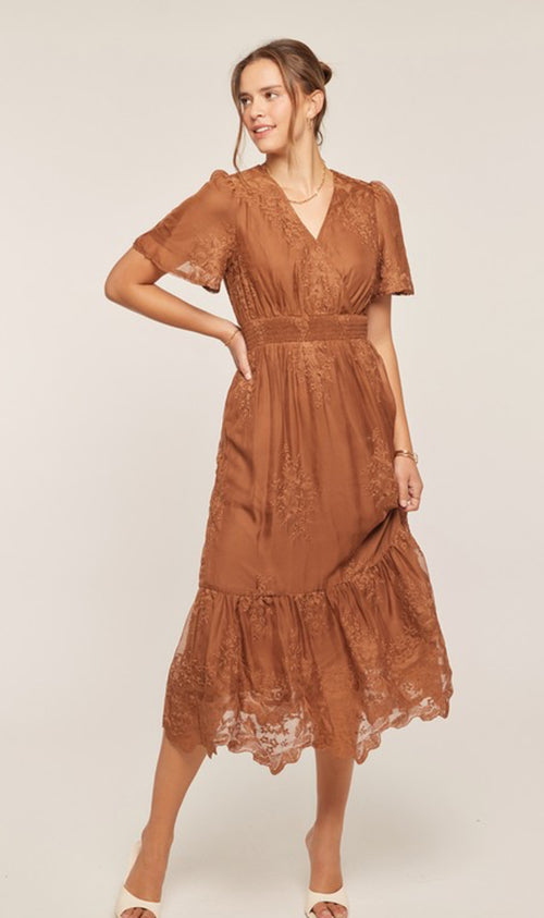 Cider Bloom Embroidered Dress