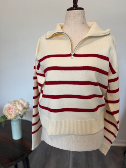 Stripe Half-Zip Sweater
