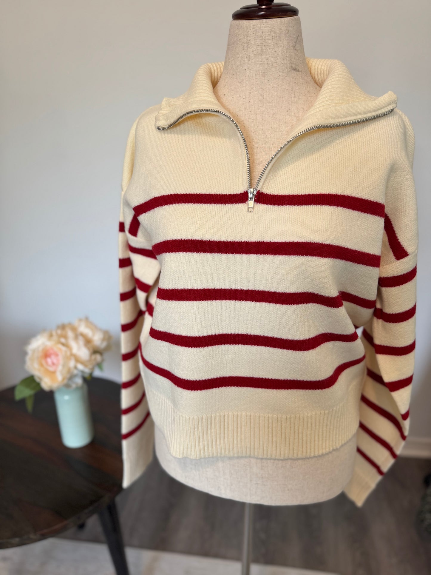 Stripe Half-Zip Sweater