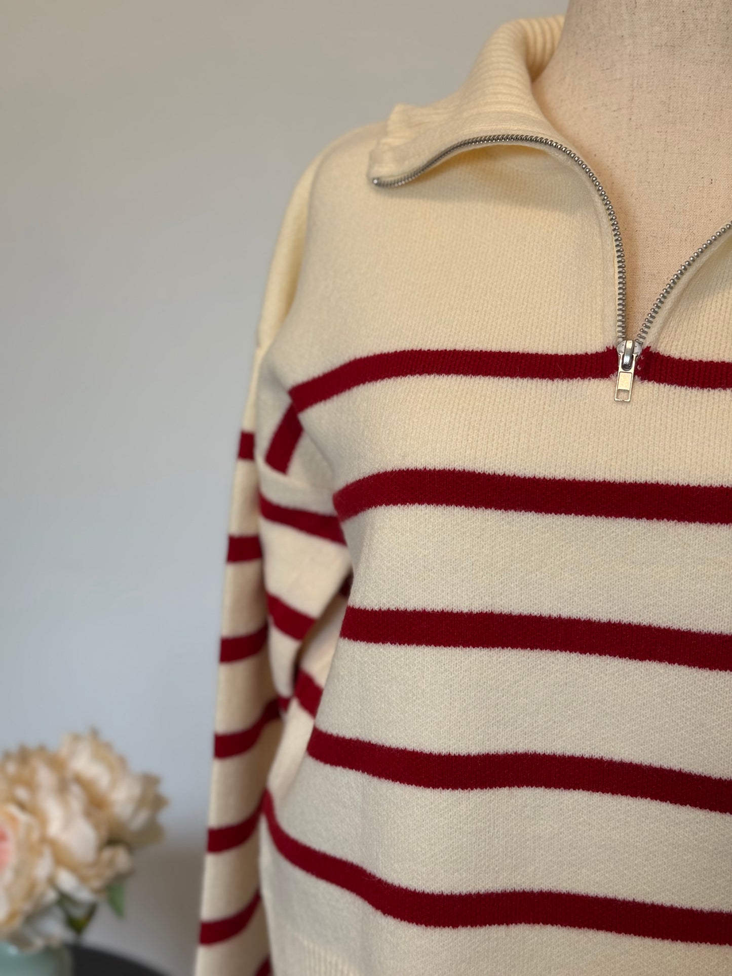 Stripe Half-Zip Sweater