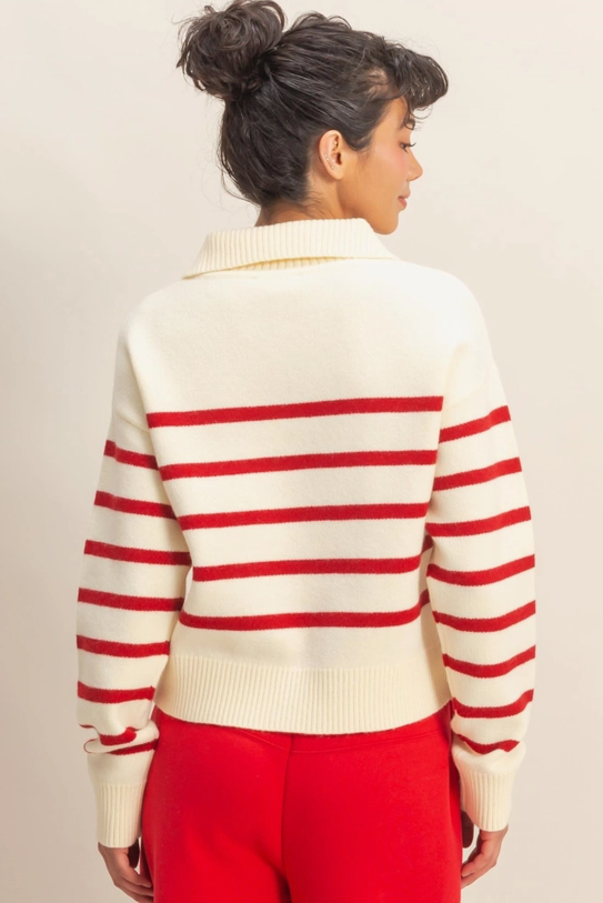 Stripe Half-Zip Sweater