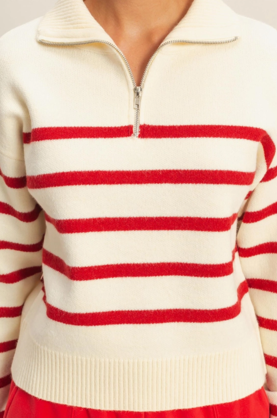 Stripe Half-Zip Sweater