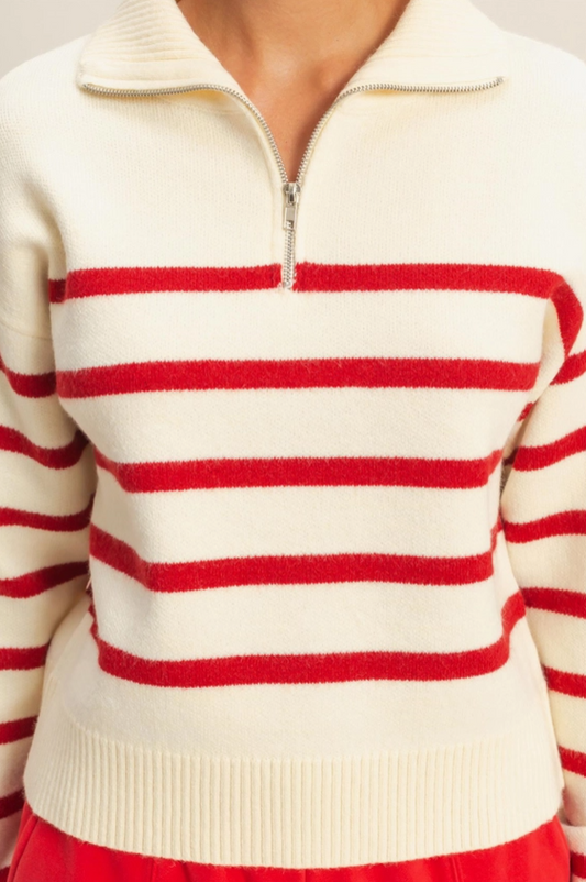 Stripe Half-Zip Sweater